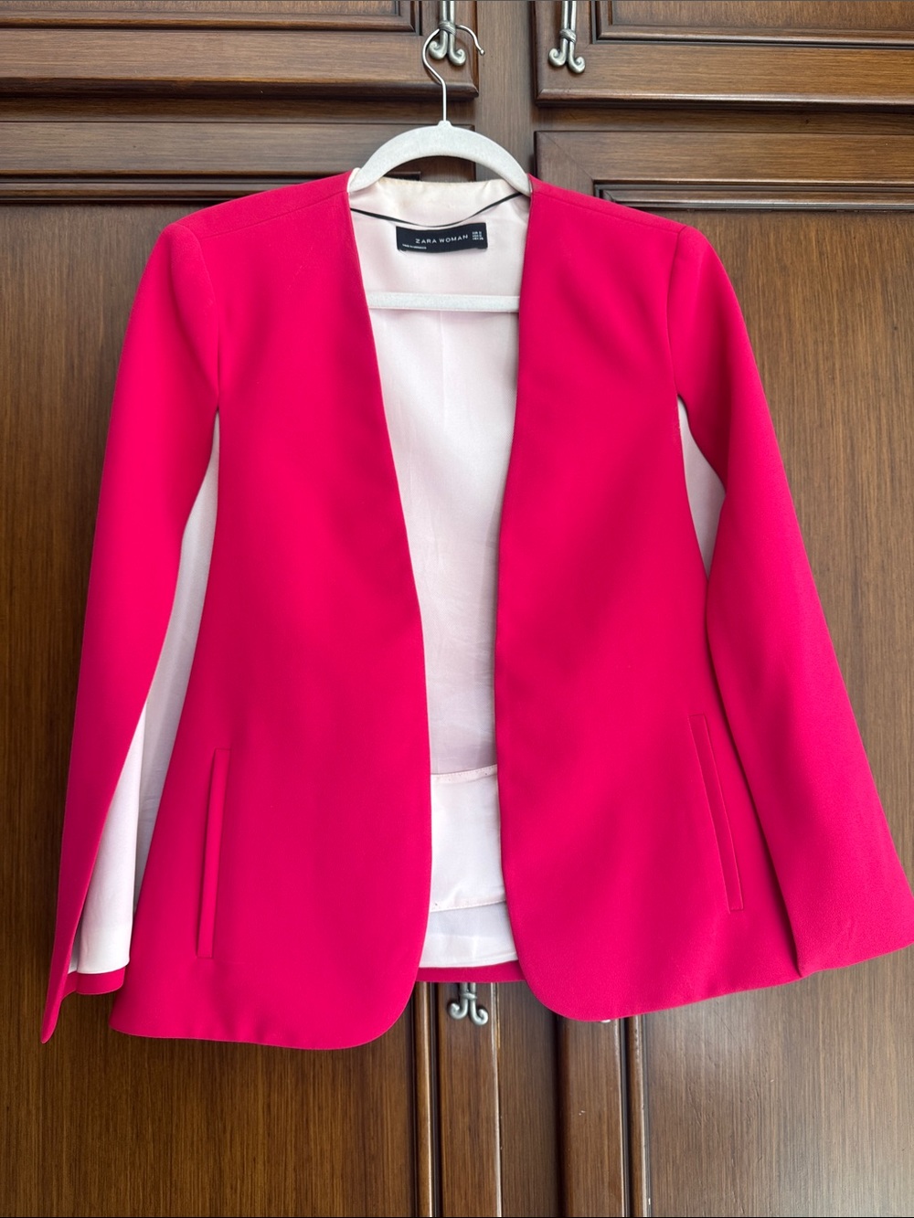 Zara Woman Bright Pink Open Blazer Jacket